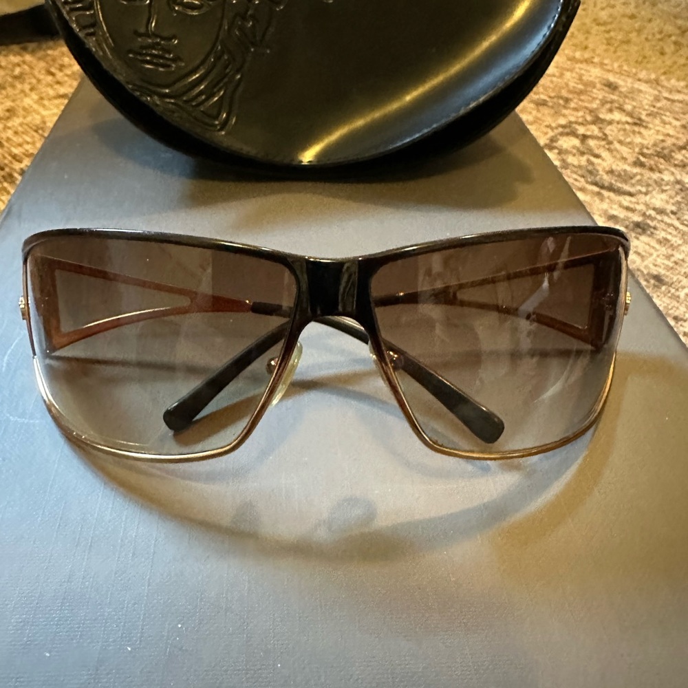 Versace Women’s Brown Shield Sunglasses with case
